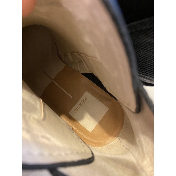 New Dolce Vita Rozane Snakeskin Embossed Leather Pull-on Booties Black Kors Sz 7 - Picture 7 of 7